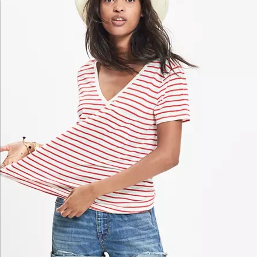 COPY - COPY - Madewell V Neck Striped Tee